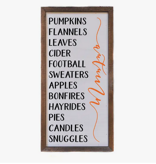 12x6 Best Of Autumn List Fall Signs Kitchen Signs