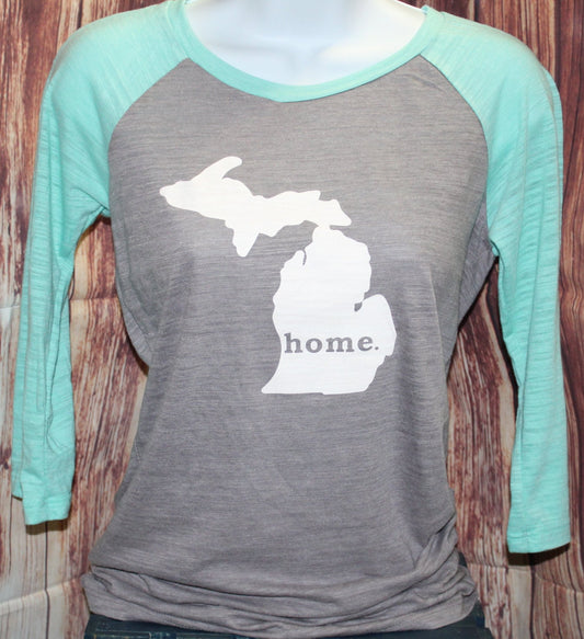 Teal and Grey Women's Henley Tee (Home)