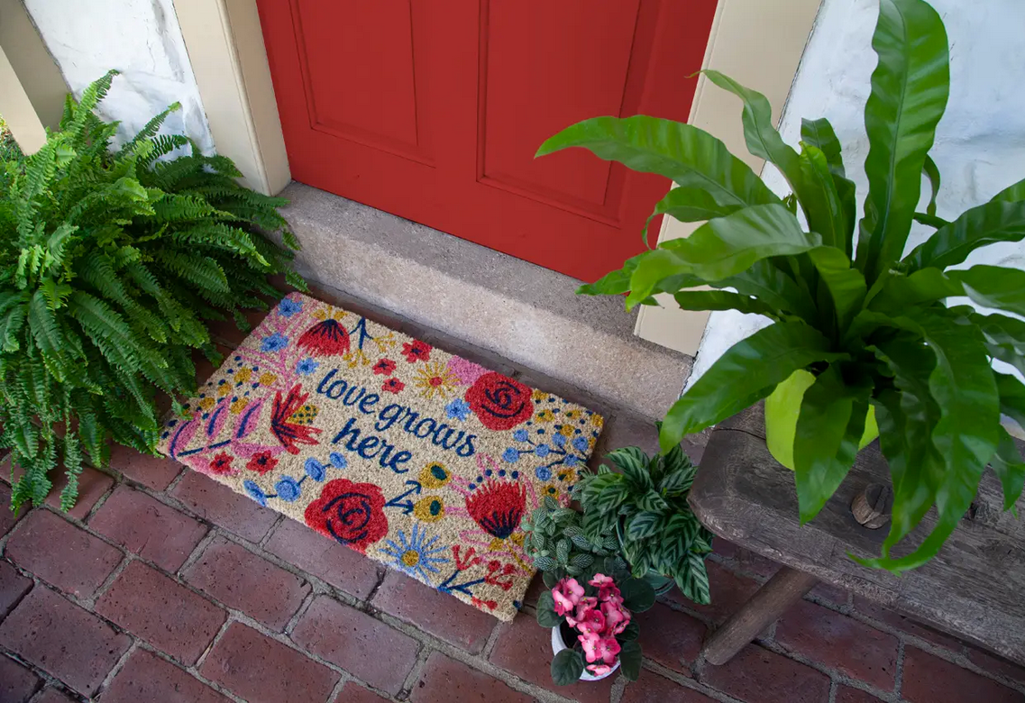Love Grows Here Handwoven Coconut Fiber Doormat