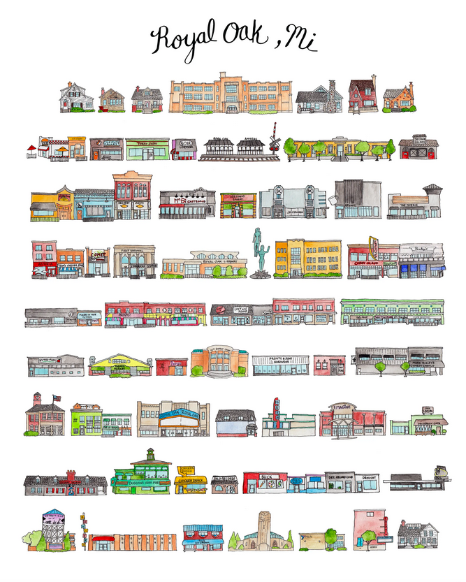 Royal Oak MI City Print - 2 Sizes