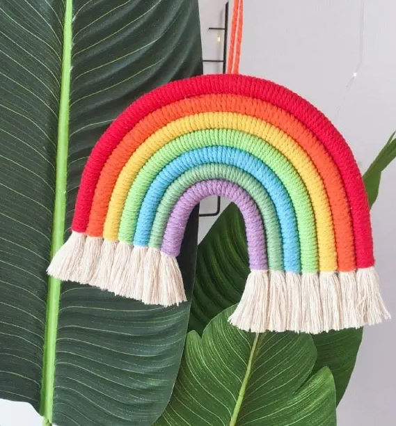 Handmade Rainbow Macrame Wall Hanging