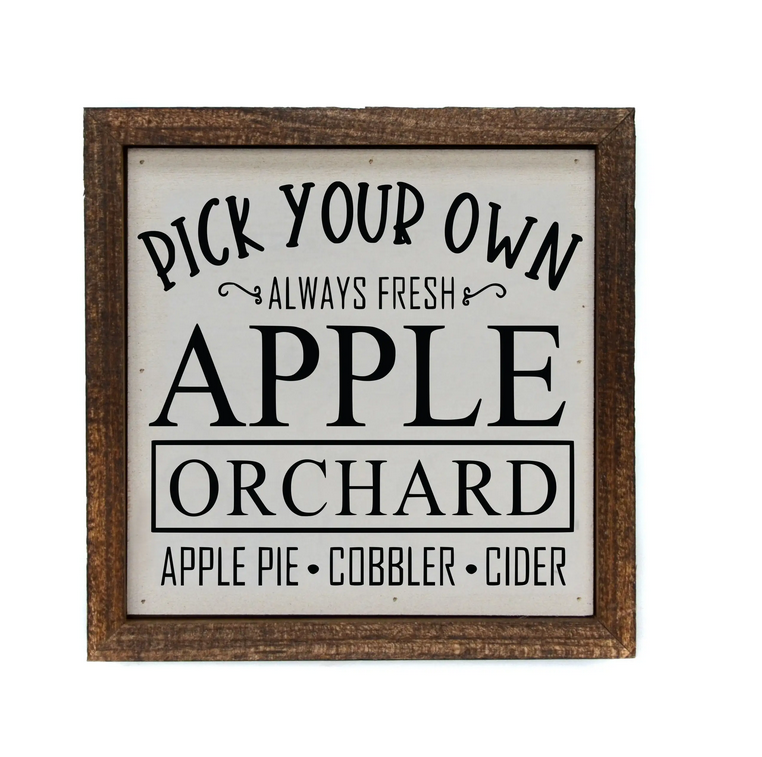 6x6 Pick Your Own Apple Orchard Wood Sign Accents