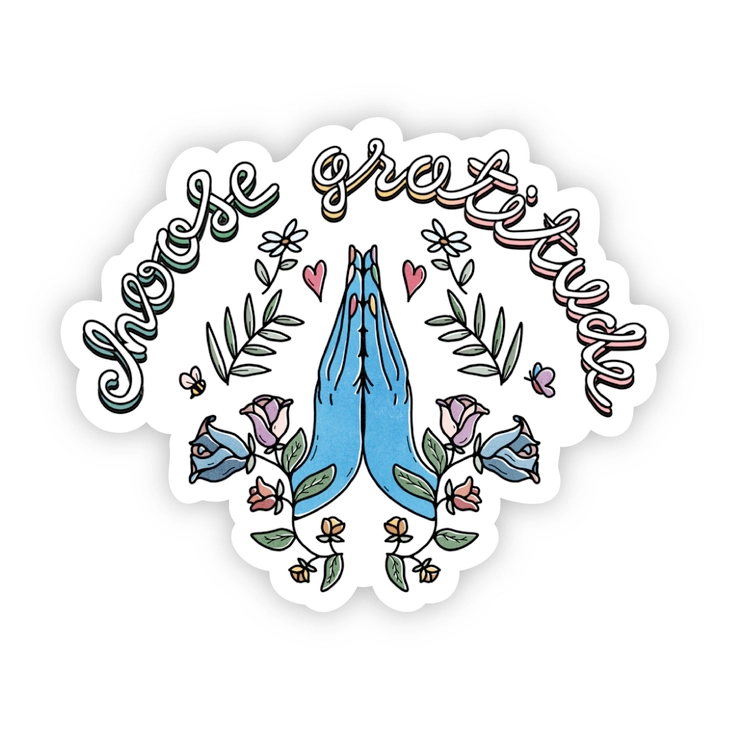 Choose Gratitude Blue Hands Sticker