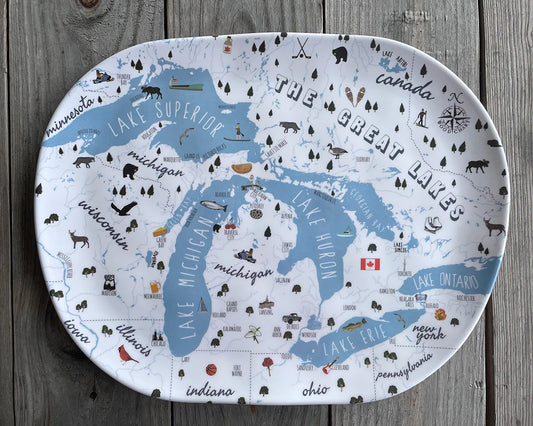 Large Michigan Icon Great Lakes Melamine Tray