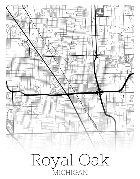 Royal Oak Michigan Poster Map Print