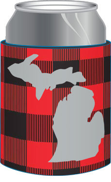 Michigan Buffalo Plaid Can Cooler