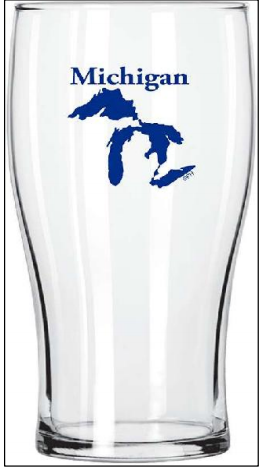 Michigan Beer Great Lakes Pint Glass