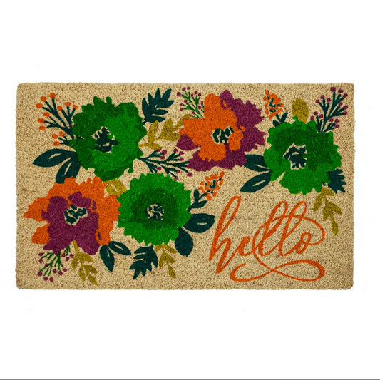 Unique Blooms Floral Coir Doormat