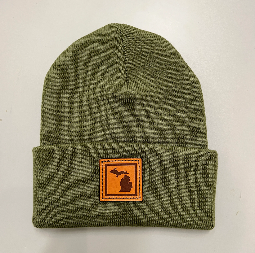 Unisex Michigan Leather Patch Knit Beanie