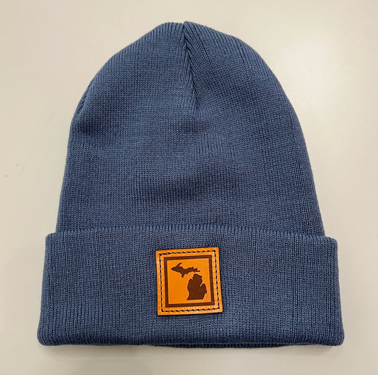 Unisex Michigan Leather Patch Knit Beanie