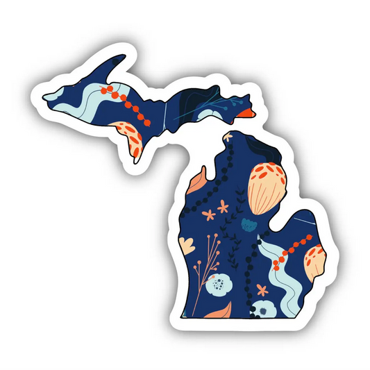 Michigan Blue Floral Abstract Sticker
