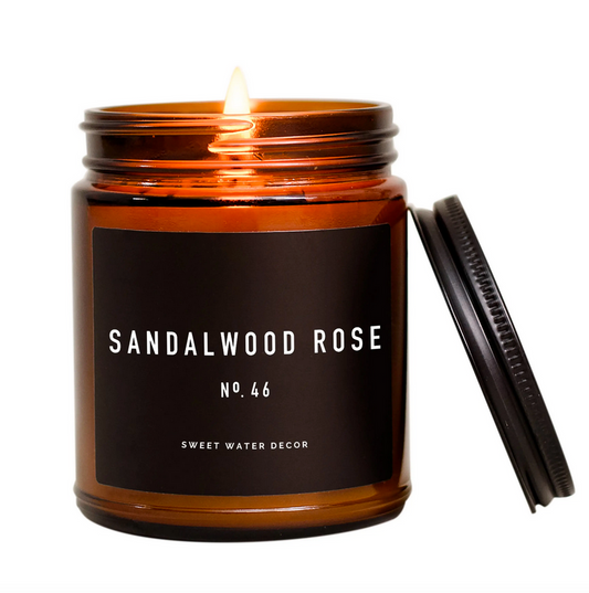 Sandalwood Rose Soy Candle | Amber Jar Candle