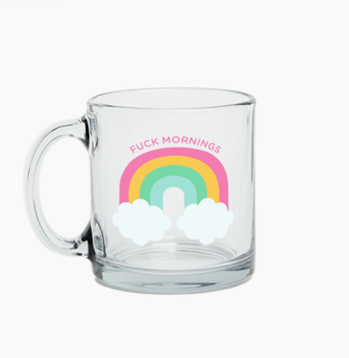 F*ck Mornings Glass Coffee Cup