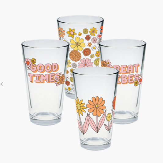 Flower Power Pint Glass Set