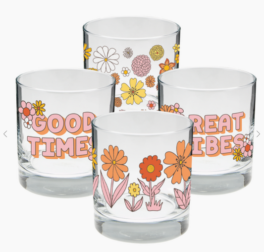 Flower Power Rocks Glass Set