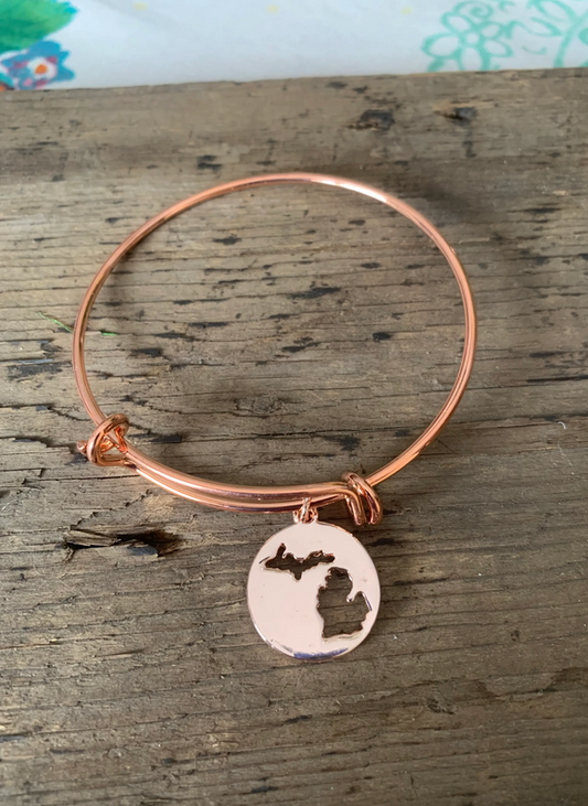 Rose Gold Michigan Coin Bracelet