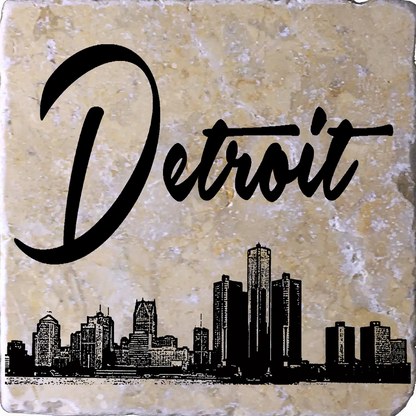 Made In Michigan Marble Stone Coaster- Asstd Designs