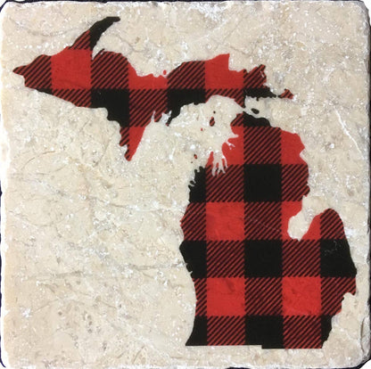 Made In Michigan Marble Stone Coaster- Asstd Designs