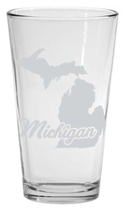 Michigan Etched Beer Pint Glass