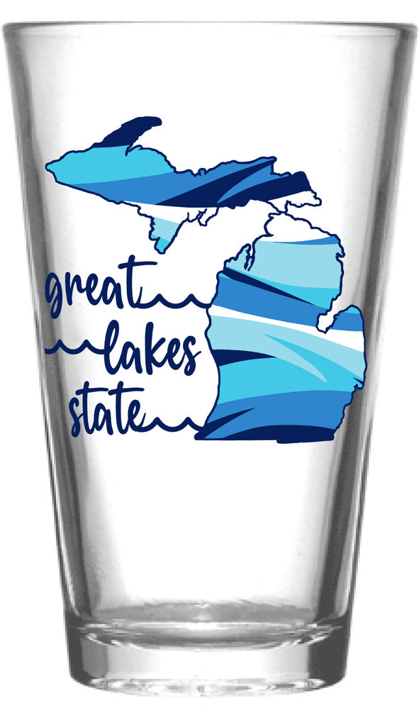 Great Lakes Waves Michigan Pint Glass