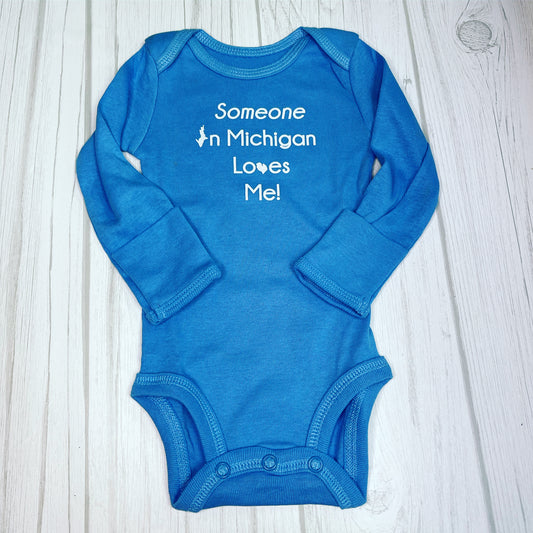 Someone in Michigan Loves Me Baby Onesie Bodysuit