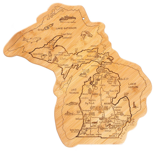 Michigan Shaped Destination Icon Cutting Board Serving Tray