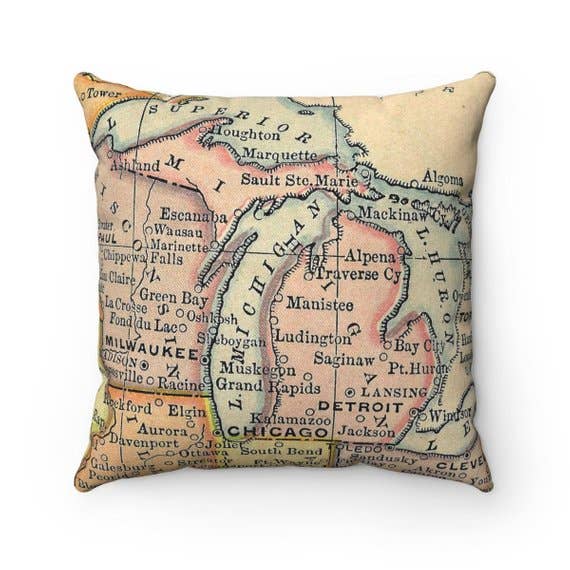 Michigan Map Pillow
