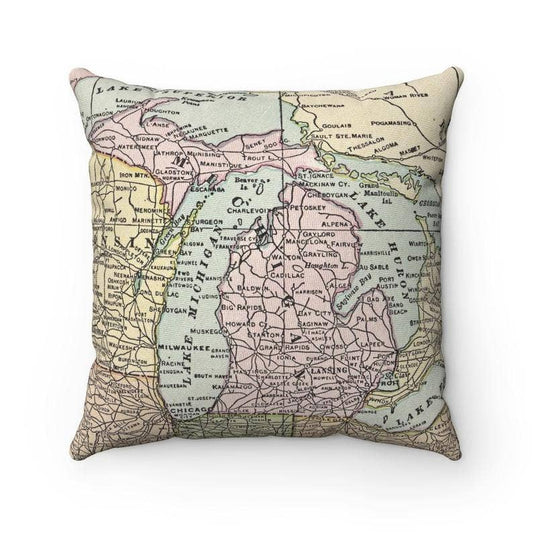 Michigan Vintage Map Pillow