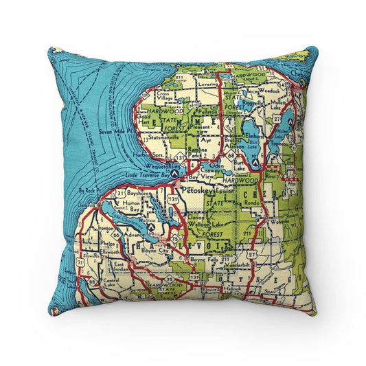 Petoskey Michigan Map Pillow