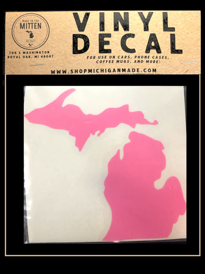Michigan State Outline Car Decal Sticker - Asstd Colors!